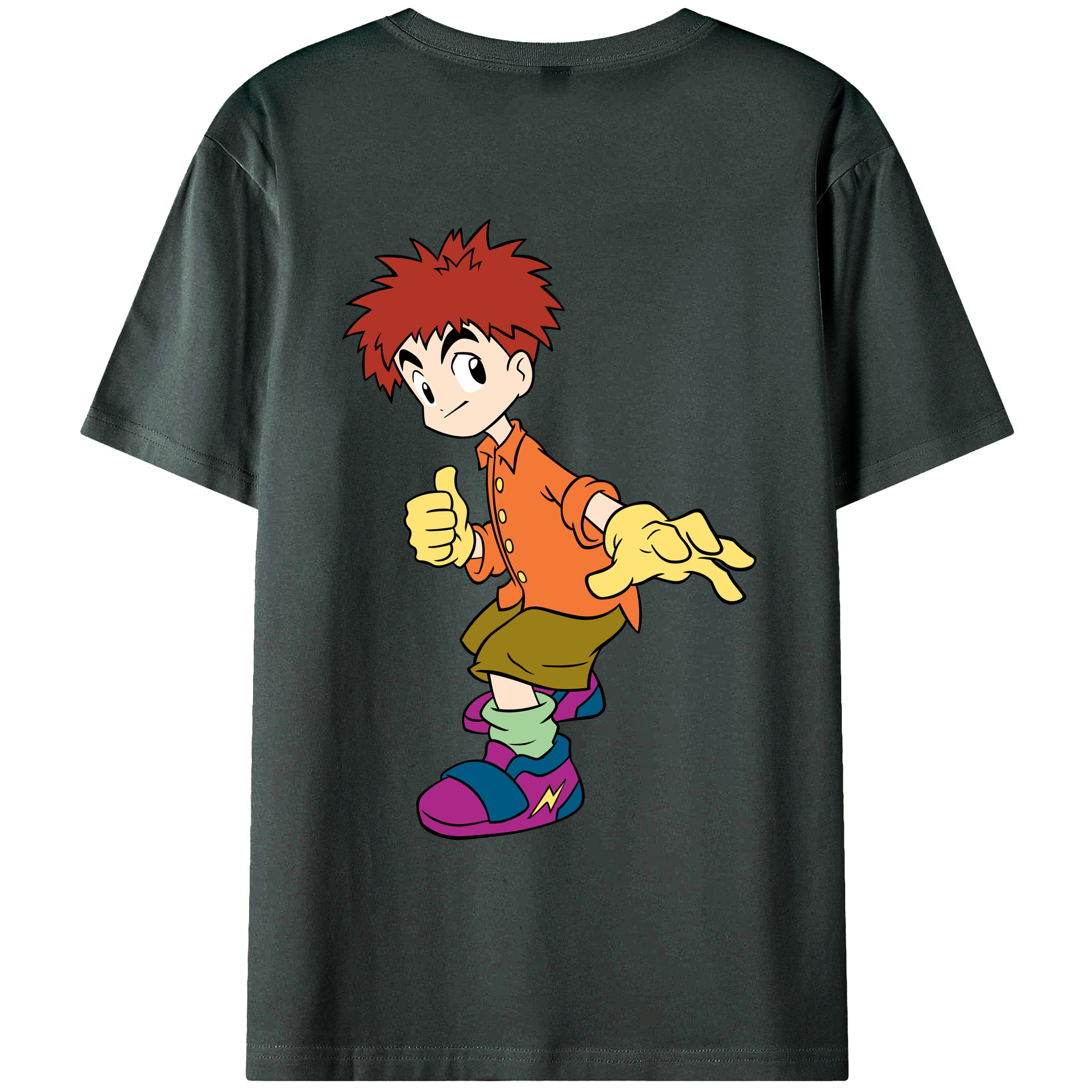 （画像用） Digimon デジタルモンスター/デジモン 綿100％ メンズ半袖Tシャツ（バックプリント） 通気性